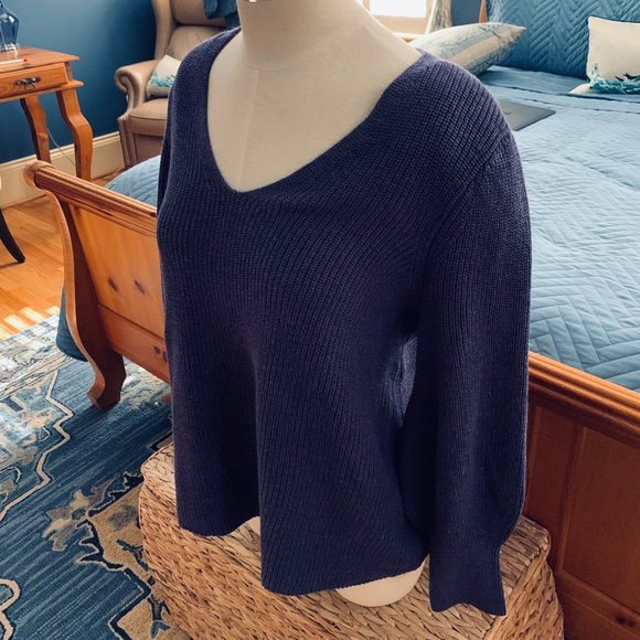 Nic+Zoe Purple/Fig V-neck Shaker Sweater - Size L - Picture 4 of 13